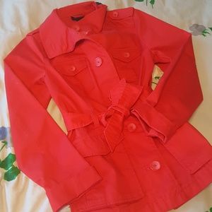 Red H&M trench style jacket size 8